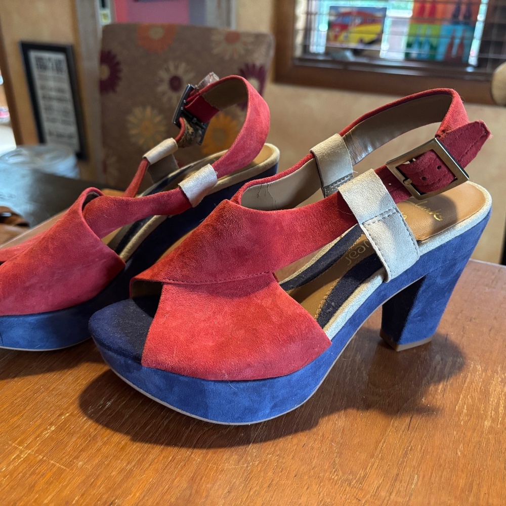 Clarks. Red white and blue sandals